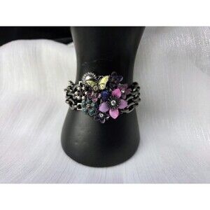 Juicy Couture Multi Chain Bracelet Enamel Flowers Butterfly Rhinestones Magnetic